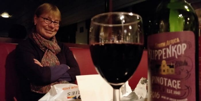 On the way to Bruges - enjoying wine and chocolate in the ship's bar