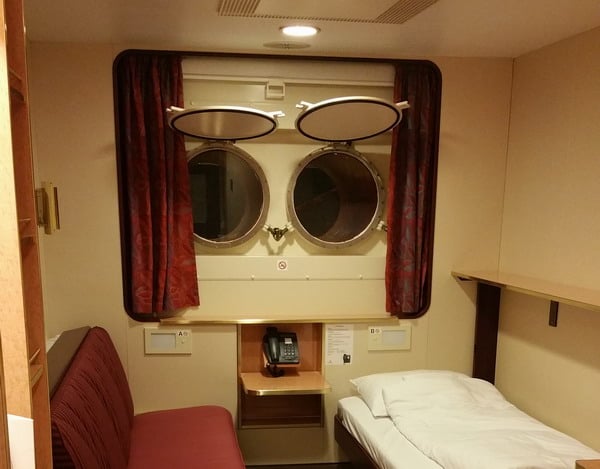 Our cabin had a restricted view through a port-hole