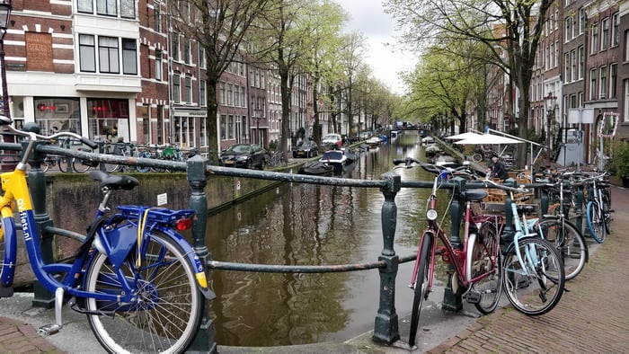 Bikes and boats are everywhere in Amsterdam
