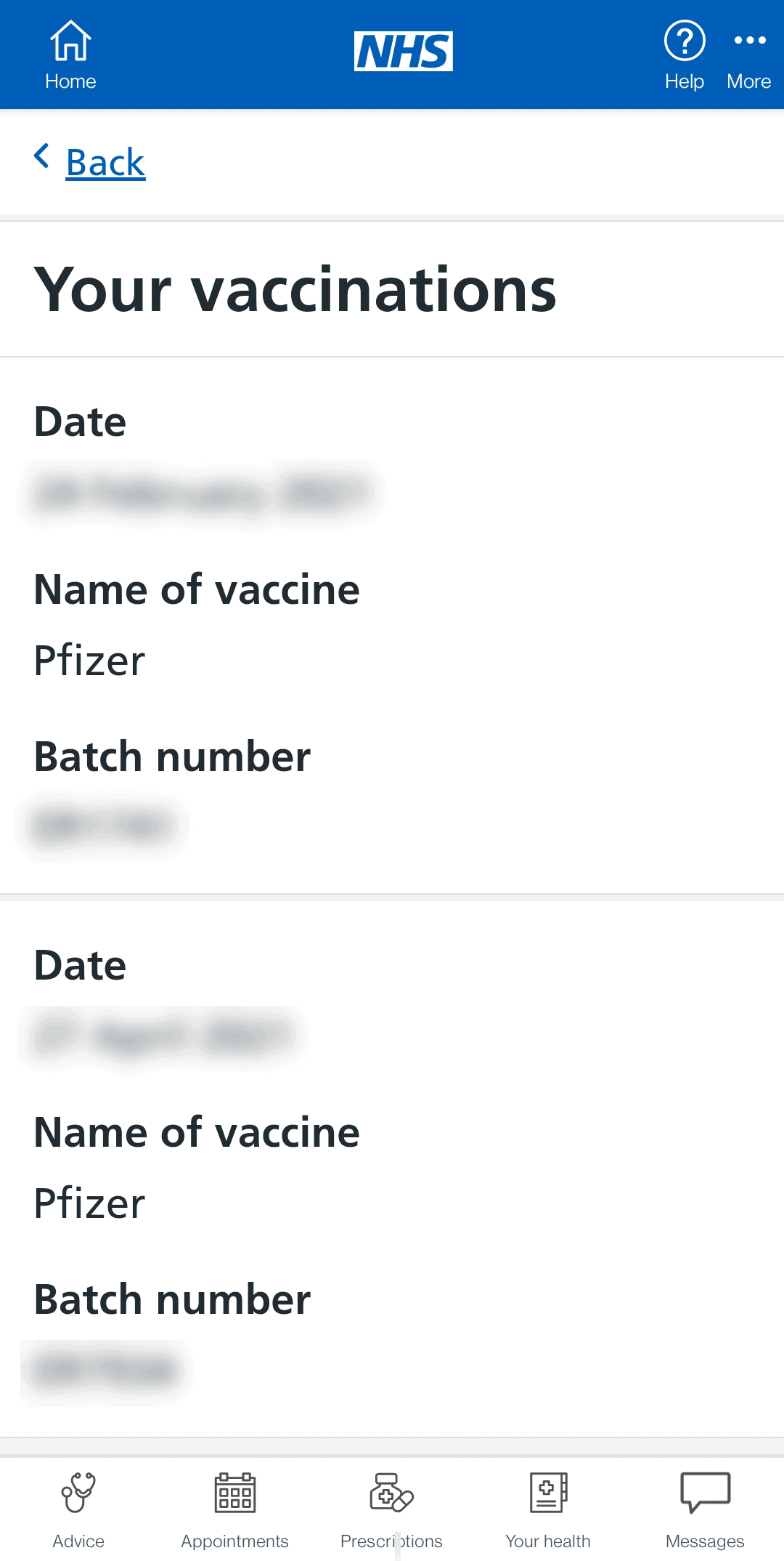 Your NHS vaccine record on the app
